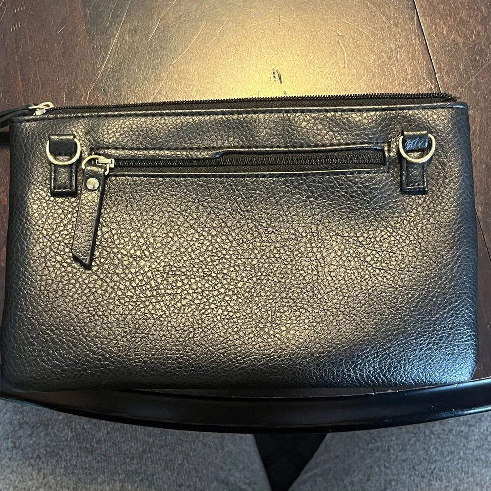 Nicole by Nicole Miller Black Leather Crossbody Bag with Strap